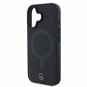 Mercedes Plain Smooth nahkainen MagSafe Suojakuori iPhone 16:lle - musta