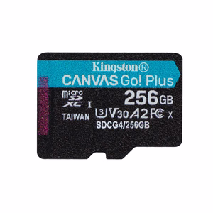 Kingston muistikortti 256GB microSDXC Canvas Go Plus Gen4 200R A2 U3 Single Pack w/o ADP