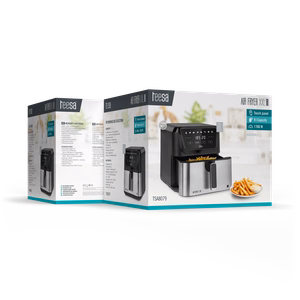 TEESA DIGITAL AIR FRYER XXL -kiertoilmakypsennin, 8 l, 1700 W, suuri kulho, ohjelmat, lämpimänäpito