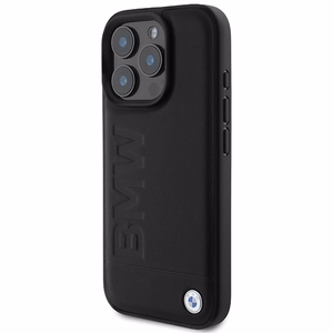 BMW Nahkainen Hot Stamp MagSafe Suojakuori iPhone 16 Pro:lle - Musta