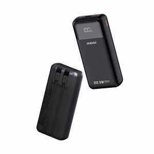 Dudao K15Pro Power Bank 20000mAh 22.5W PD USB-C / USB-A / Sisäänrakennettu Lightning ja USB-C kaapelit - Musta