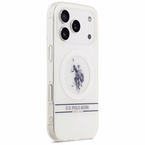 US Polo DH and Bottom Stripe Logo MagSafe Suojakuori iPhone 17 Pro:lle - Valkoinen