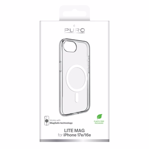 Puro Lite Mag Suojakuori MagSafe-tuella iPhone 16e/17e:lle - läpinäkyvä