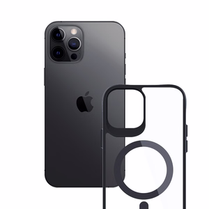 3mk Satin Armor MagCase MagSafe-suojakuori iPhone 12 Pro Max:lle - kirkas mustalla kehyksellä
