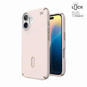 Speck Presidio2 Pro -suojakuori MagSafe- ja ClickLock-tuella iPhone 16:lle, Bleached Bone/Heirloom Gold
