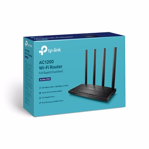 Musta kaksitaajuuksinen TP-Link Archer C6U AC1200 Gigabit Wi-Fi -reititin