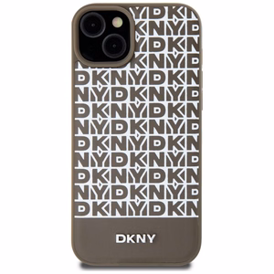 DKNY Nahkainen Painettu Kuvio Metallinen Logo MagSafe Suojakuori iPhone 15 / 14 / 13:lle - ruskea
