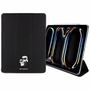 Karl Lagerfeld Saffiano Magneettinen Karl & Choupette iPad Pro 13" 2024 Book Cover Suojakuori - Musta