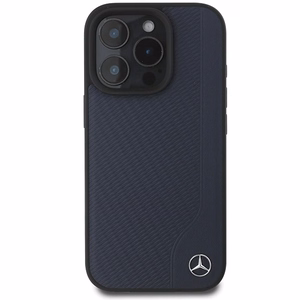 Mercedes MB Wood Imitation Nahkainen MagSafe Suojakuori iPhone 16 Pro Max:lle - Laivastonsininen