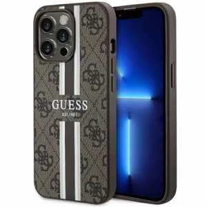 Guess GUHMP13LP4RPSW iPhone 13 Pro / 13 6.1 ruskea/ruskea suojakuori 4G Printed Stripes MagSafe