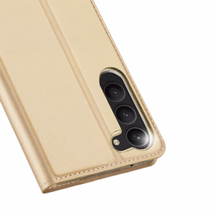 Dux Ducis Skin Pro Suojakuori Samsung Galaxy S23+:lle - läppäkuori korttilompakko jalusta kultainen