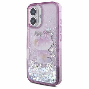 Hello Kitty Liquid Glitter 50TH Anniversary Party Suojakuori iPhone 16:lle - violetti