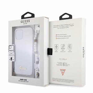 Guess GUHCP12MKPSWH iPhone 12/12 Pro 6.1" läpinäkyvä kovakotelo Valkoinen helmi