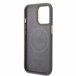 Guess GUHMP13LSAPSTG iPhone 13 Pro / 13 6.1" harmaa/harmaa kova Suojakuori Peony Logo Plate MagSafe