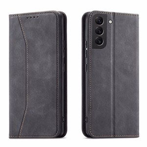 Magneetti Fancy Case Kotelo Samsung Galaxy S22 + (S22 Plus) Kotelo Lompakko Kortinhaltija Musta