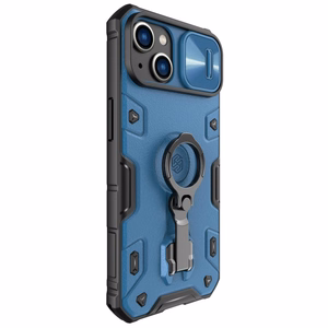 Nillkin CamShield Armor Pro Case iPhone 14 Plus panssaroitu suojus, jossa kameran suojus rengas jalusta sininen
