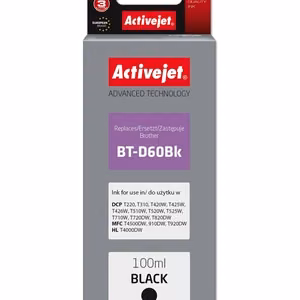 Activejet AB-D60BK – musta mustepullo, korvaa tuotteen Brother BT-D60BK, 100 ml, Supreme