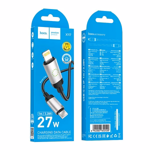 Kaapeli USB-C Lightning Hoco PD 27W 1 m X117 musta