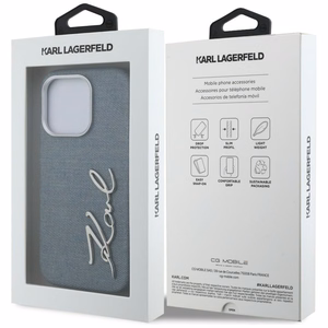 Karl Lagerfeld FW Jeans Signature Logo Suojakuori iPhone 16 Pro Max - sininen