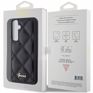 Guess Quilted Metal Logo kovakuori Samsung Galaxy S23 FE:lle - musta/musta