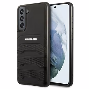 AMG Samsung Galaxy S21 FE musta nahkainen kovakuori Debossed Lines