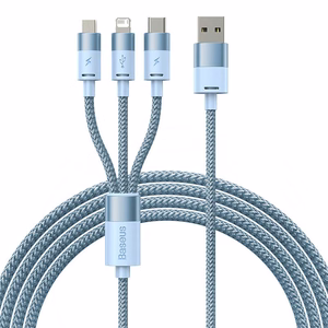 Baseus StarSpeed 3in1 USB kaapeli USB-C Micro Lightning 3.5A 1.2m (sininen)