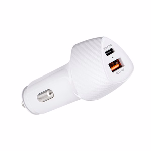 Autolaturi Forcell F-Energy Carbon USB C + USB A QC3.0 PD 3A 38W CC50-1A1C valkoinen