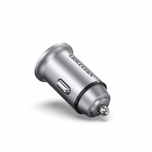 Vention kaksiportinen USB A+A (30+30) -autolaturi, harmaa mini-alumiiniseostyyppi