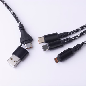 Maxlife ALLin1 kaapeli USB + USB-C - Lightning + 2x USB-C 1,0 m 66W musta