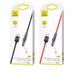 USB-kaapeli USAMS SJ362 - U34 punainen Lightning 120cm (90 asteen kulma / LED-merkkivalo)