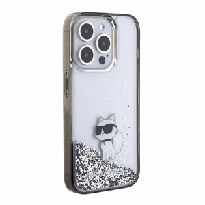 Karl Lagerfeld Liquid Glitter Choupette suojakuori iPhone 15 Pro Max:lle - läpinäkyvä
