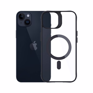 3mk Satin Armor MagCase MagSafe-tuella iPhone 14 Plus:lle - Läpinäkyvä mustalla kehyksellä