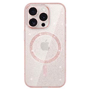 Glitter Magsafe Case for Iphone 14 Pro pink clear