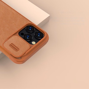 Kotelo Nillkin Qin Pro Nahka Apple iPhone 14 Pro Max ruskea