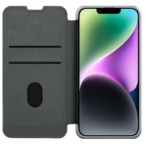 Nillkin Qin Qin Cloth Pro Case Case iPhone 14 Plus kameran kansi Holster kansi Flip Case harmaa