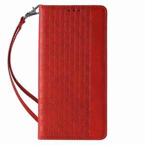 Magneetti hihna tapauksessa iPhone 14 Plus tapauksessa Flip lompakko Mini Lanyard jalusta punainen