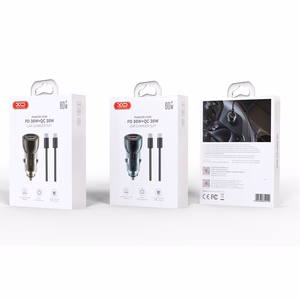 XO auton laturi CC60 60W 1x USB 1x USB-C sininen
