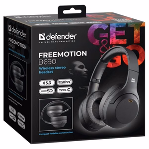 KUULOKKEET Defender BLUETOOTH FREEMOTION B690 MUSTA