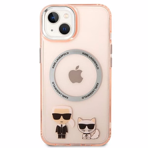 Karl Lagerfeld KLHMP14MHKCP iPhone 14 Plus 6.7 kovakuori vaaleanpunainen / vaaleanpunainen Karl & Choupette Aluminum Magsafe