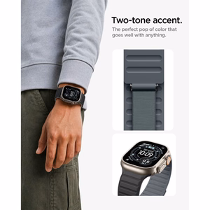 Spigen Athlex Air M -ranneke Apple Watch 44 / 45 / 46 / 49 mm -malleille, musta ja harmaa