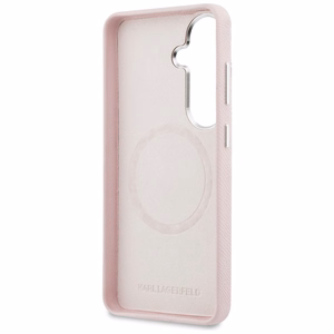 Karl Lagerfeld Suojakuori Saffiano KC Metal Logo MagSafe Samsung Galaxy S26 Plus:lle vaaleanpunainen
