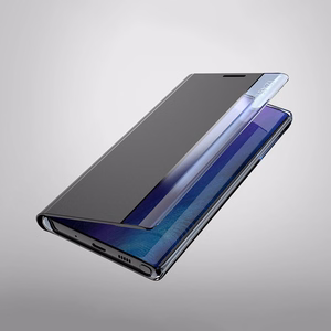 New Sleep View suojakuori läpällä ja jalustalla Samsung Galaxy A35:lle - sininen