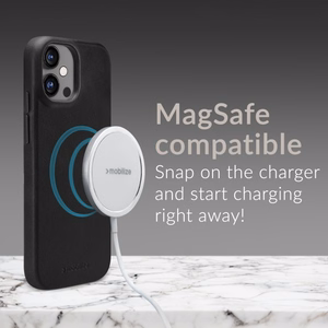 Mobilize Magsafe yhteensopiva Premium nahkainen suojakuori Apple iPhone 17 Pro musta