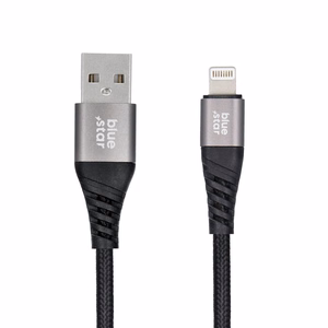 Kaapeli USB A - Lightning Blue Star 2,4A punoskaapeli 1,2 m TFK-DC-003 musta