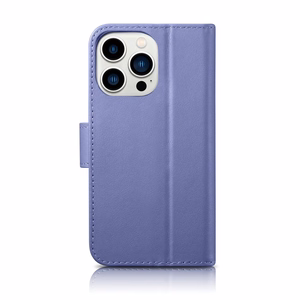 iCarer lompakko asia 2in1 kansi iPhone 14 Pro Anti-RFID Nahka Flip Case vaalea violetti (WMI14220726-LP)
