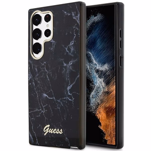Guess GUHCS23LPCUMAK S23 Ultra S918 musta/musta kovakuori Marble