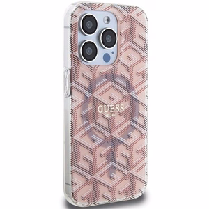 Guess IML GCube MagSafe Suojakuori iPhone 15 Pro Max:lle - vaaleanpunainen