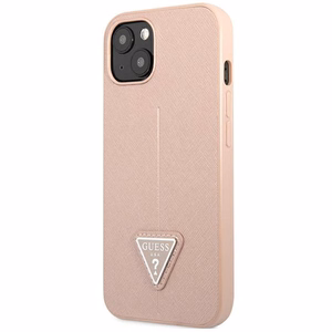 Guess GUHCP14MPSATLP iPhone 14 Plus 6,7 "vaaleanpunainen / vaaleanpunainen kovakotelo SaffianoTriangle Logo