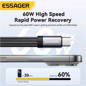 Adapter Essager "Dual String2" Black (In: Male Type-C / Out: Female 2xType-C)