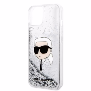 Karl Lagerfeld KLHCP14MLNKHCH iPhone 14 Plus 6.7" hopeinen/hopeinen kovakuori Glitter Karl Head